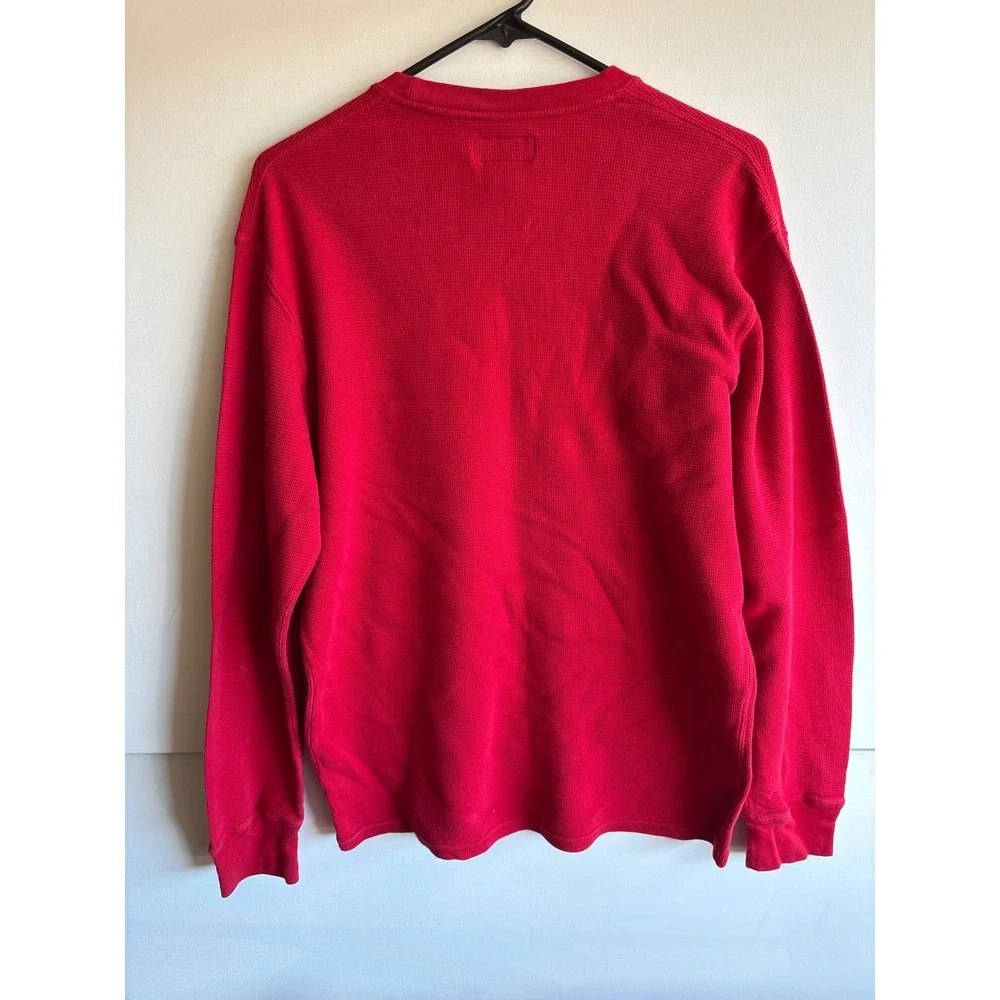 Polo Ralph Lauren Red Cotton Waffle Knit Long Sleeve Shirt Mens Large‎ L